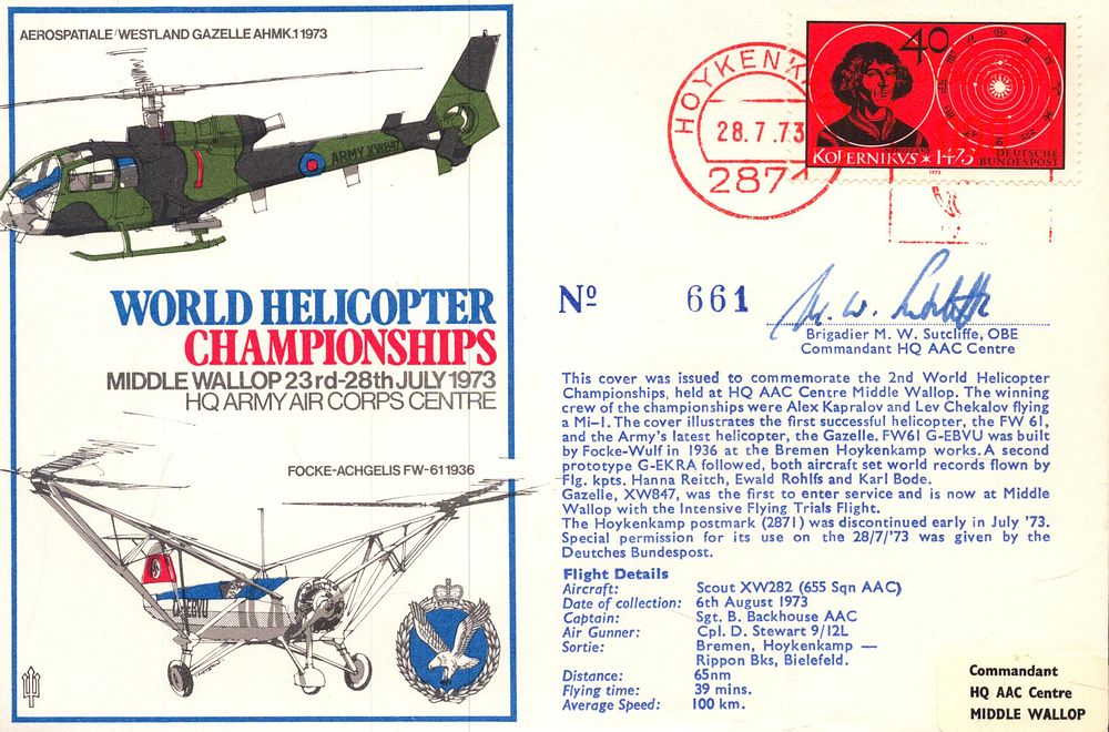 Lot 204: Brigadier M W Sutcliffe signed World Helicopter Championships,...