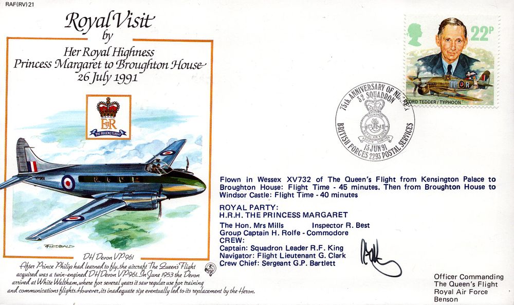 Lot 237: Sqn Ldr R F King signed Royal visit...