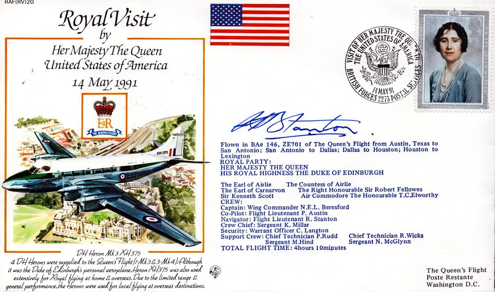 Lot 239: Flt Ltnt R Stanton signed Royal visit RV20...
