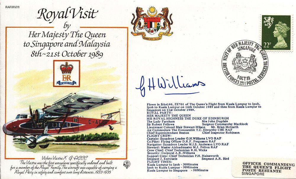 Lot 257: Sqn Ldr G H Williams signed Royal visit...