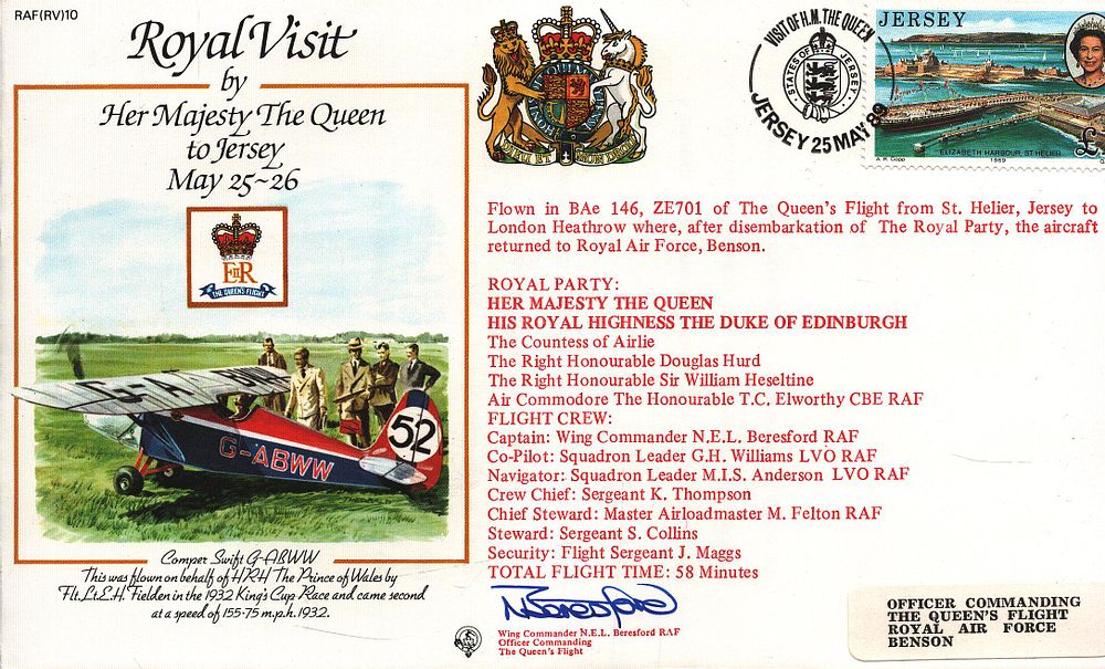 Lot 259: Wg comm Beresford signed Royal visit RV10 cover.