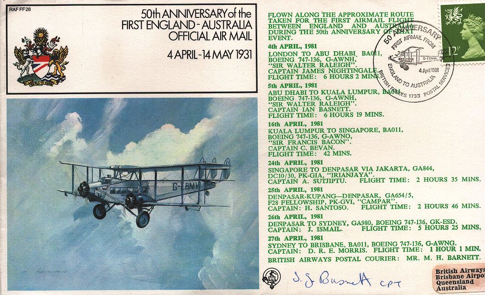 Lot 263: Cptn I Bassett signed RAF FF28 cover.