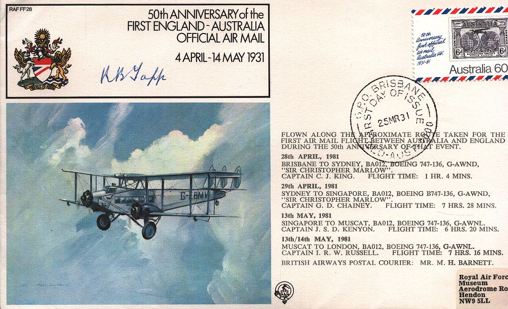 Lot 265: K B Tapp signed RAF FF28 cover.