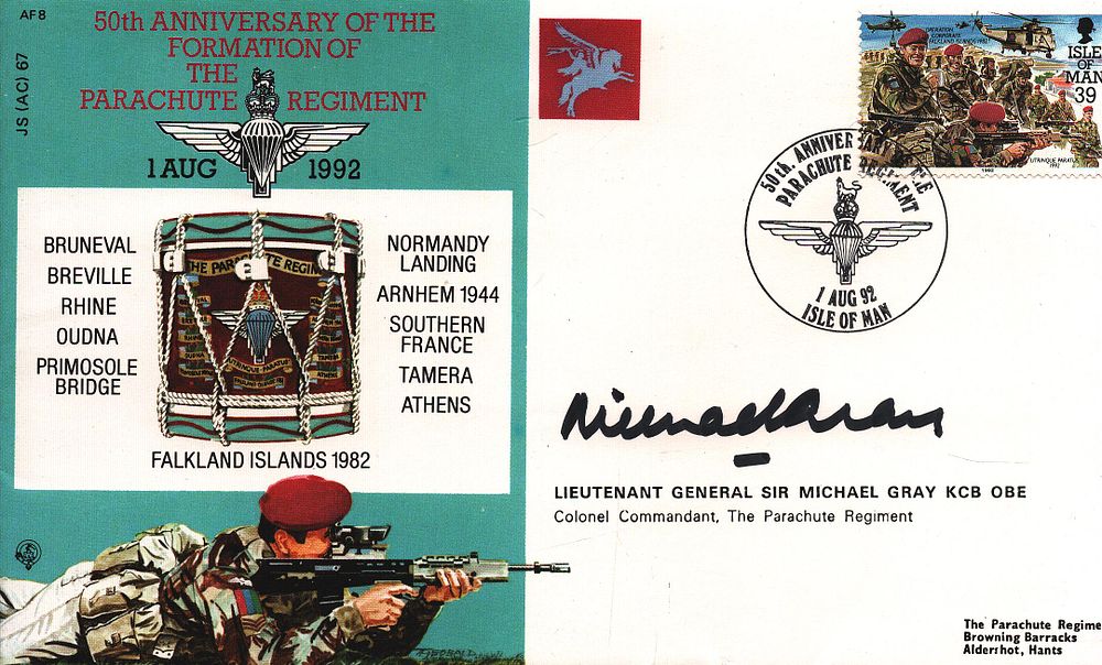 Lot 284: Ltnt Gnrl Sir M Gray signed JSAC67 cover.