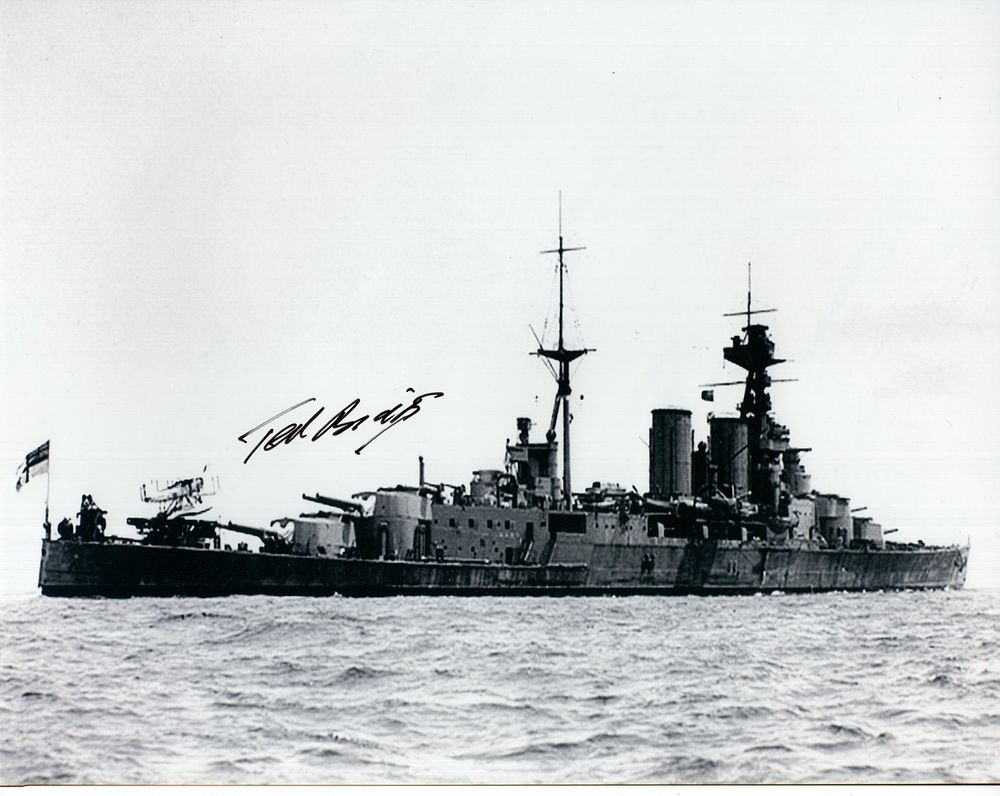 Lot 183: HMS Hood, 8x10 inch B&W photo signed by...