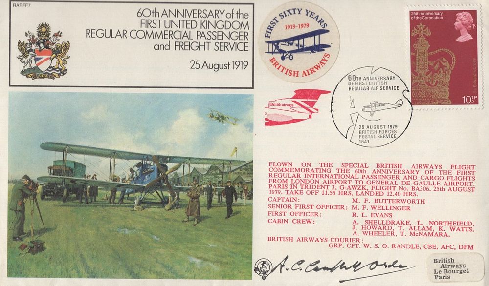 Lot 241: 1st United Kingdom Regular scheduled Passenger Flight cover...