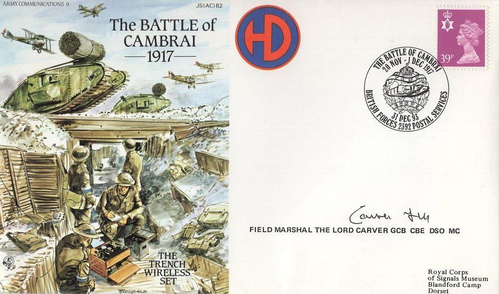 Lot 246: Battle of Cambrai Great War series cover signed...