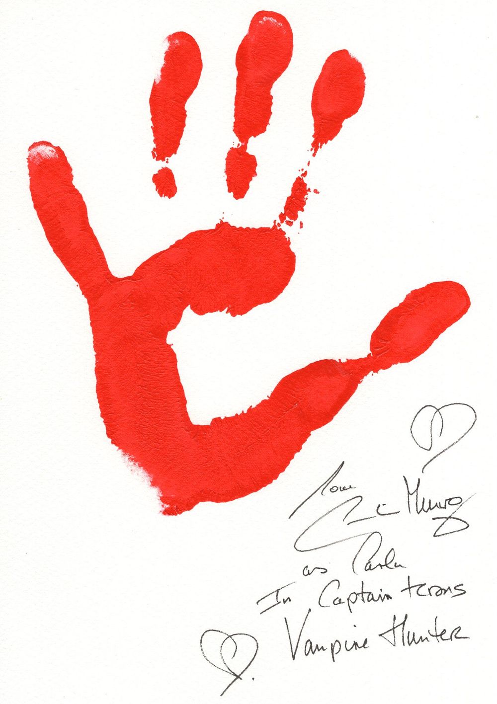 Lot 253: Caroline Munro Captain Kronos handprint art. Caroline Munro...