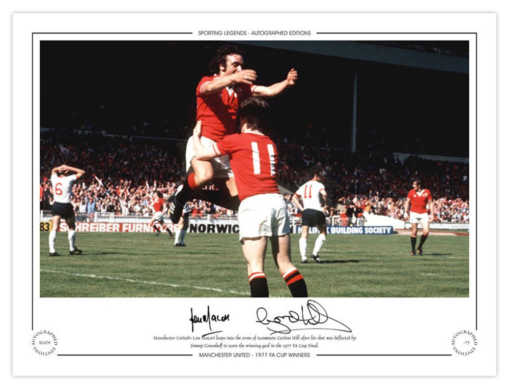 Lot 263: Autographed MAN UNITED 16 x 12 Limited-Edition ;...