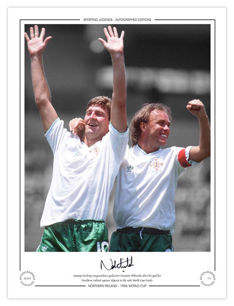 Lot 287: Autographed NORMAN WHITESIDE 16 x 12 Limited-Edition ;...