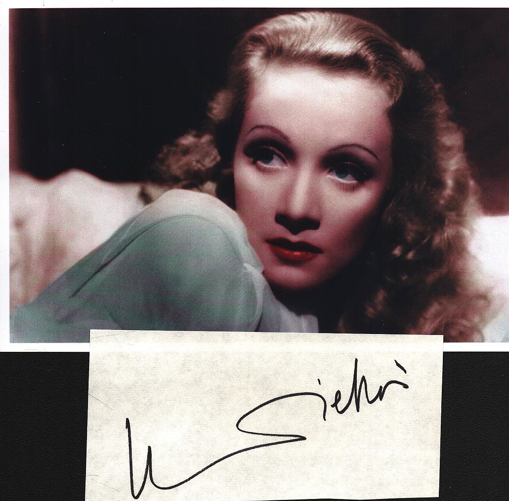 Lot 353: Marlene Dietrich clipped signature with unsigned 6x4inch photo.