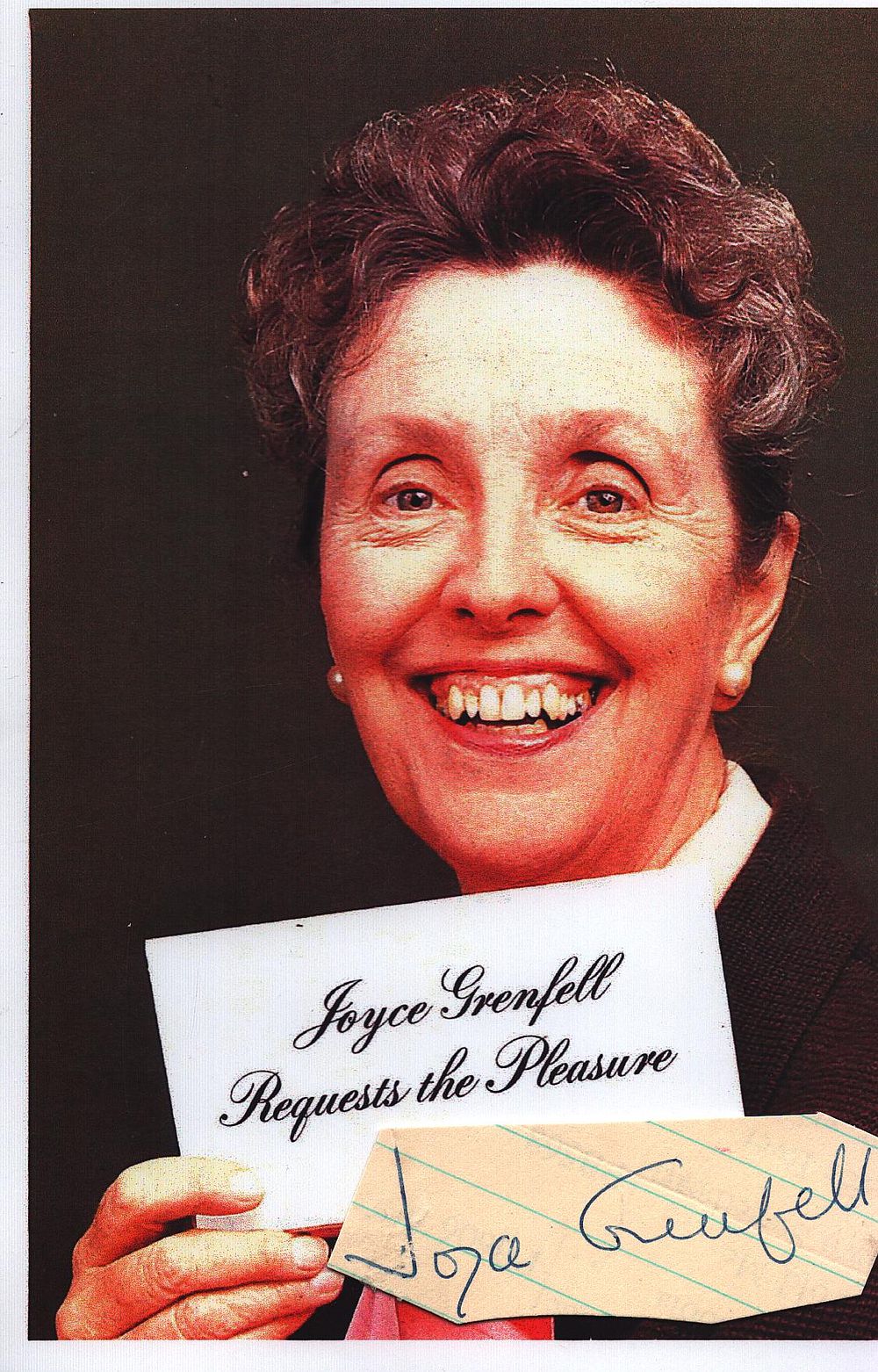 Lot 354: Joyce Grenfell clipped signature with unsigned 6x4inch colour...