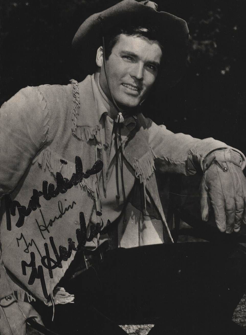 Lot 363: Ty Hardin signed 6x4inch black and white photo.