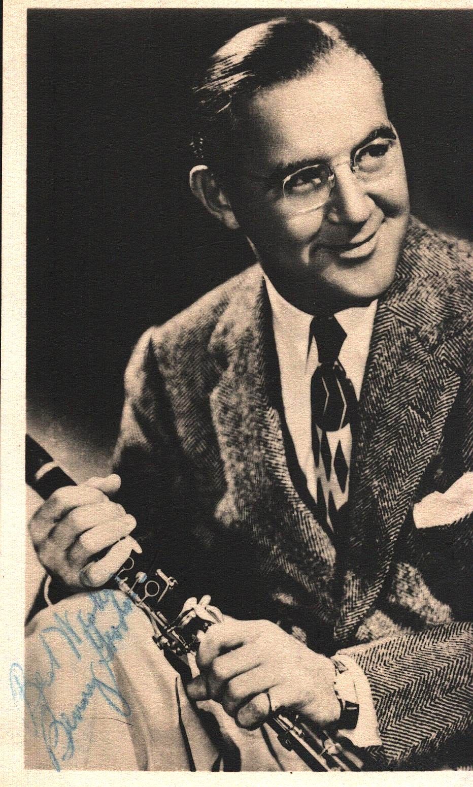 Lot 365: Benny Goodman signed 6x4inch black and white photo.