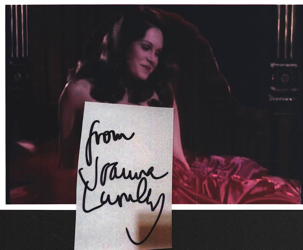 Lot 366: Joanna Lumley clipped signature with unsigned 6x4inch colour...
