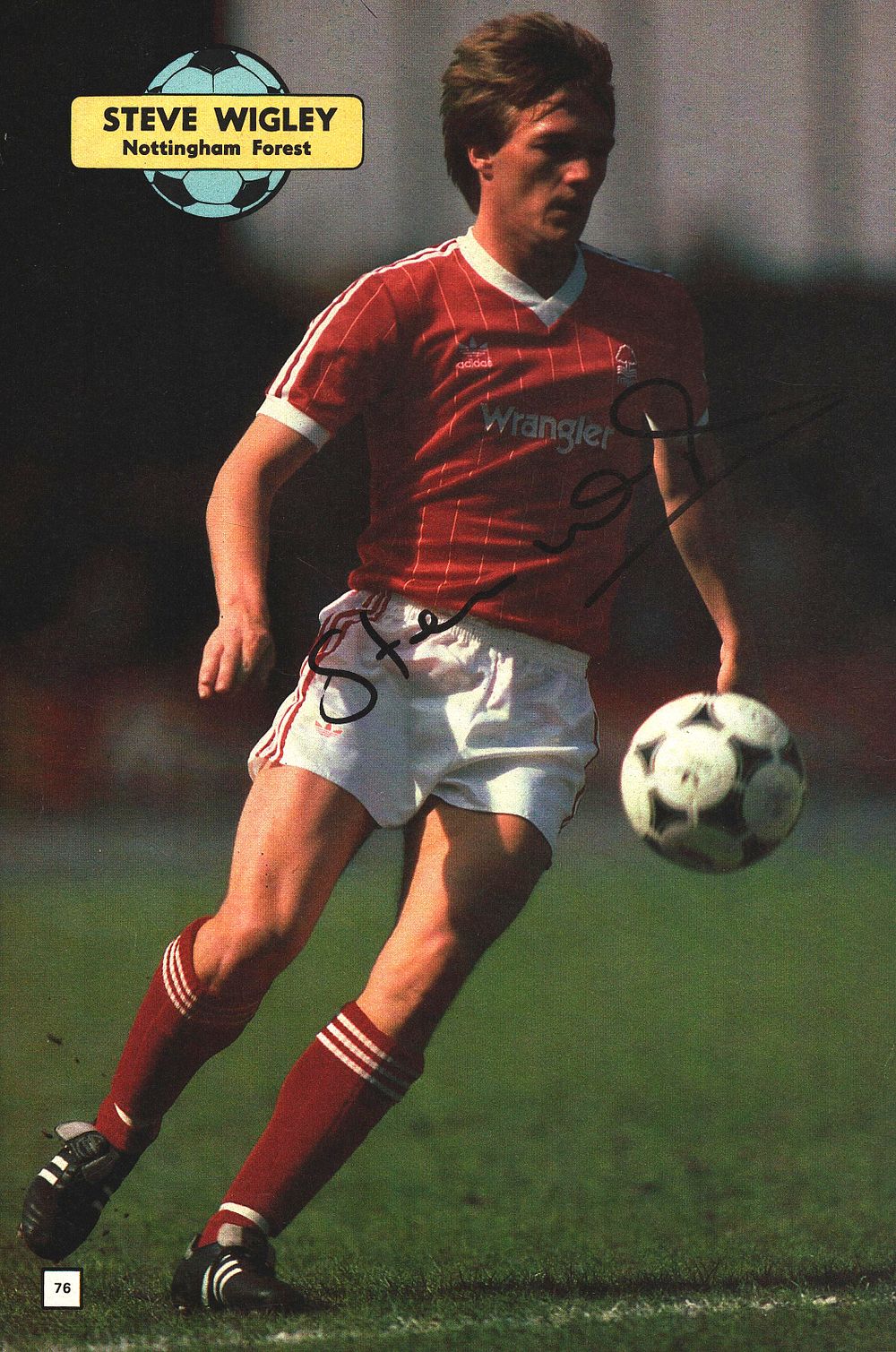Lot 396: Steve Wigley signed 12x8inch colour magazine page.