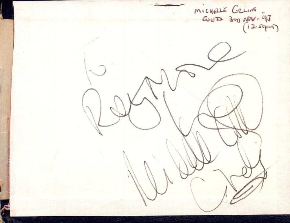 Lot 422: Michelle Collins signed signature piece, dedicated.