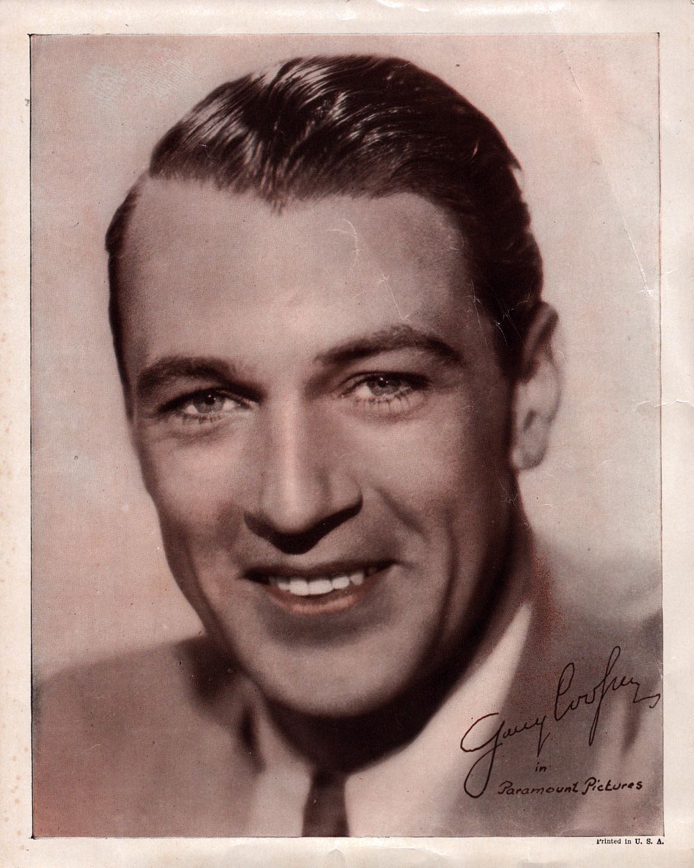 Lot 444: Printed signed 10x8inch B&W photograph of Gary Cooper.
