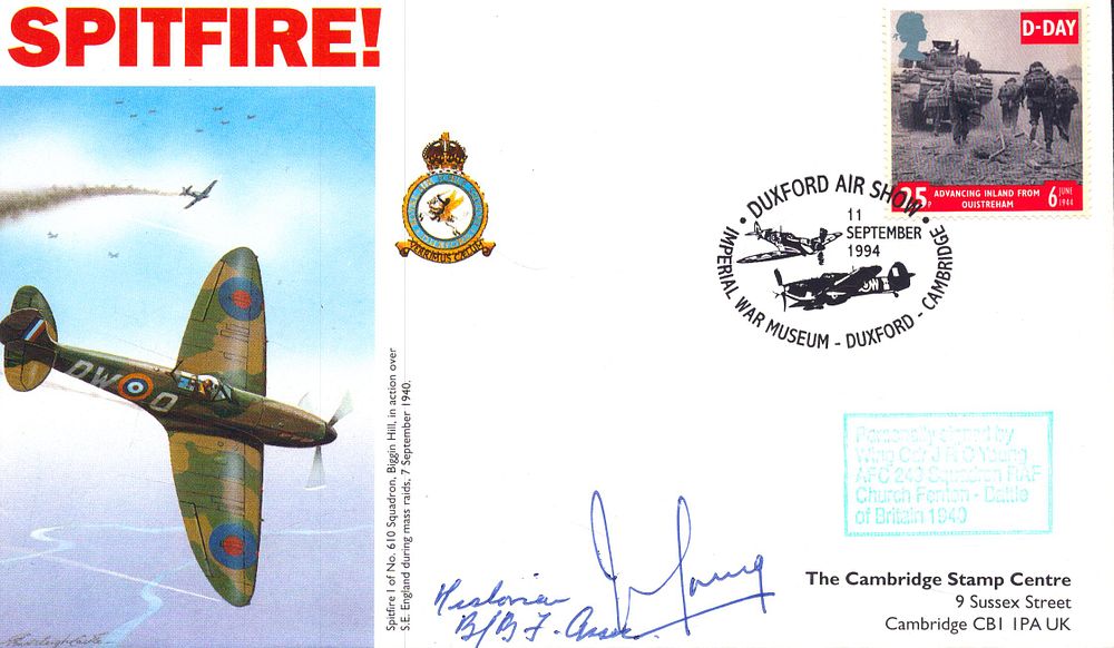Lot 461: J R C Young signed Spitfire! FDC stamped...