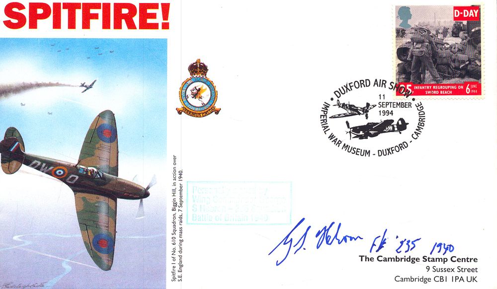 Lot 464: Geroge S Hebron signed Spitfire! FDC stamped at...