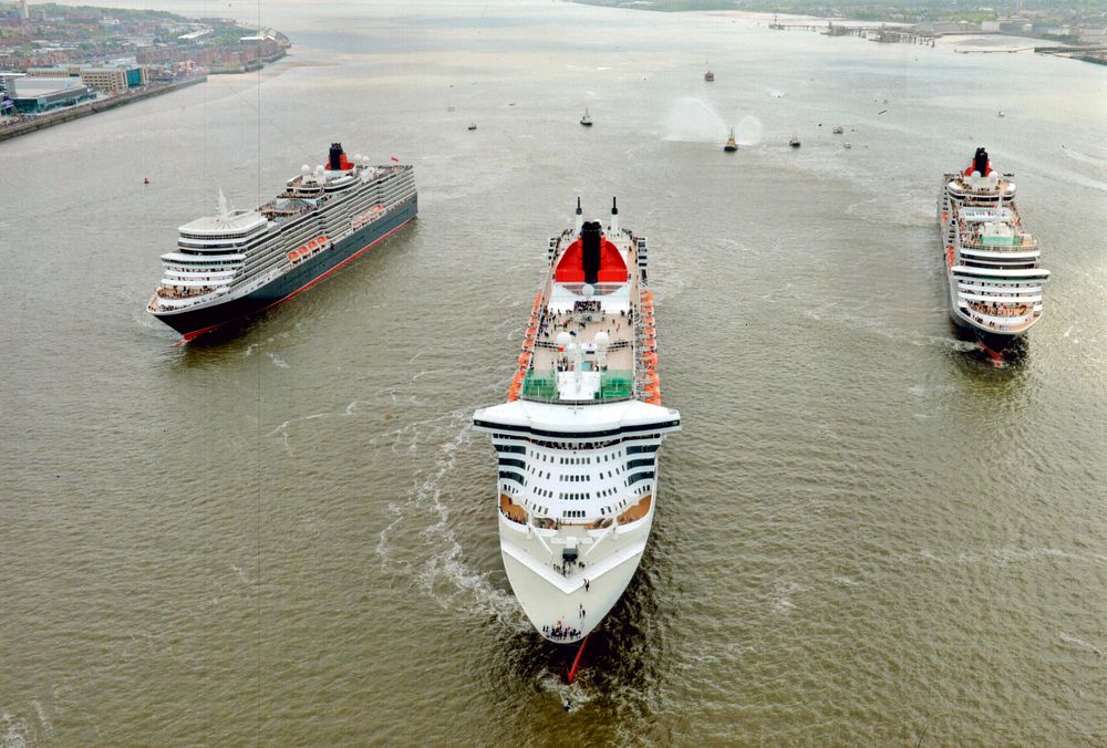 Lot 518: Three Queen Ships on the Mersey at Liverpool,...