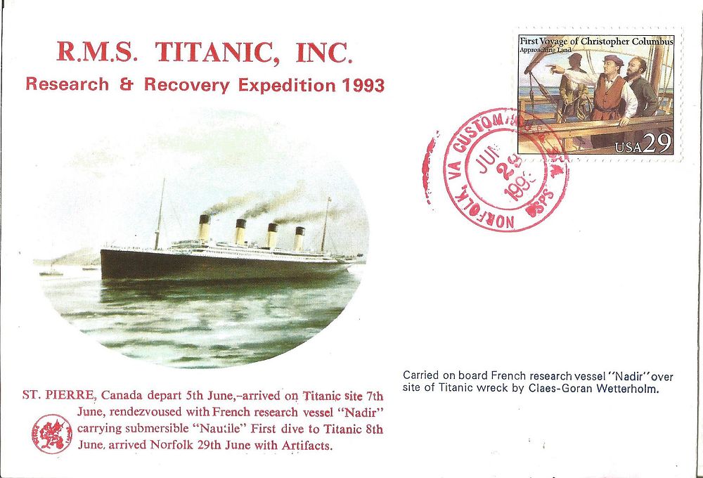 Lot 613: Research and recovery expedition FDC. 29/6/1993 VA postmark.