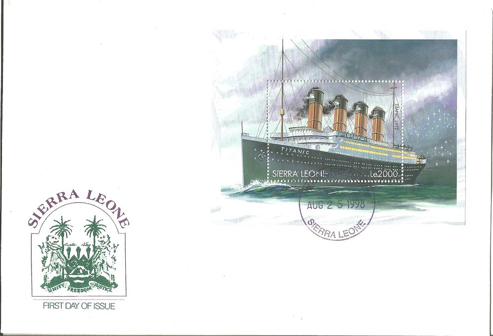 Lot 616: Sierra Leone Titanic FDC. 25/8/1998 FDI postmark.