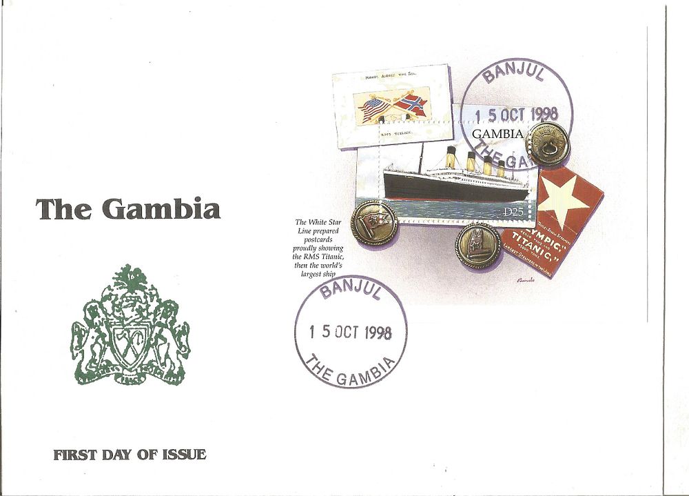 Lot 619: Gambia Titanic FDC. 15/10/1998 Banjul postmark.