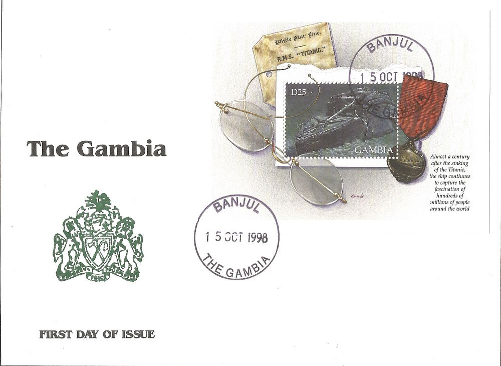 Lot 620: Gambia Titanic FDC. 15/10/1998 Banjul postmark.
