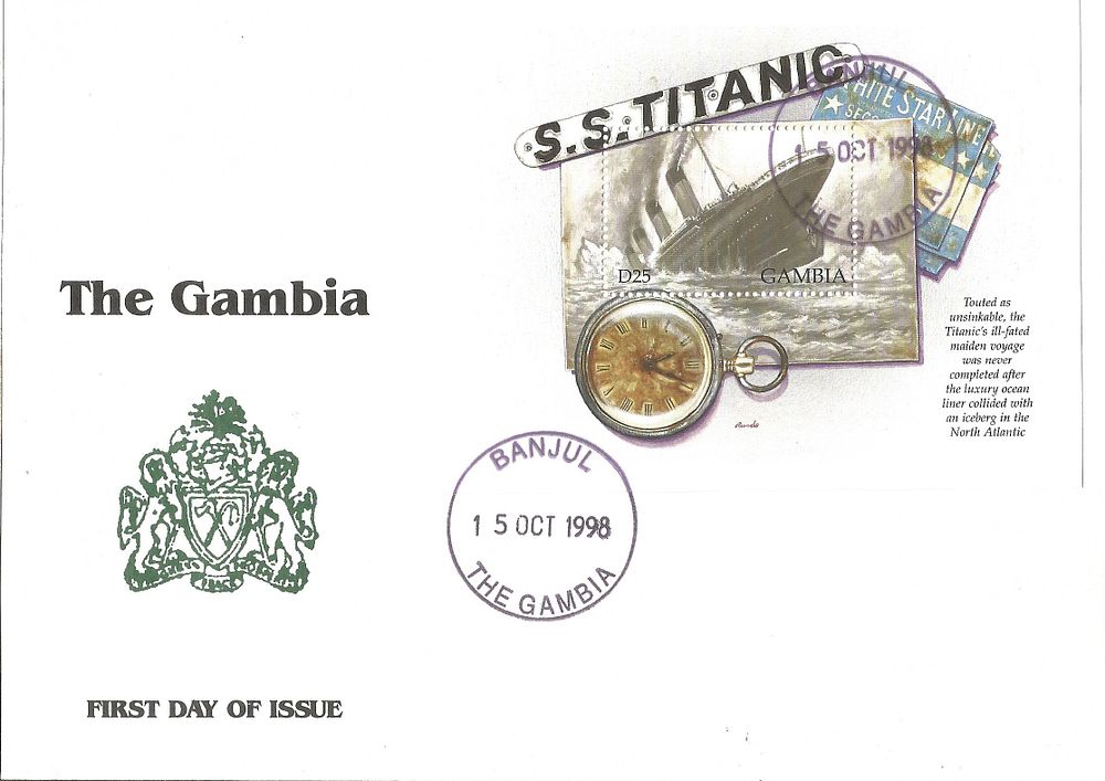 Lot 621: Gambia Titanic FDC. 15/10/1998 Banjul postmark.