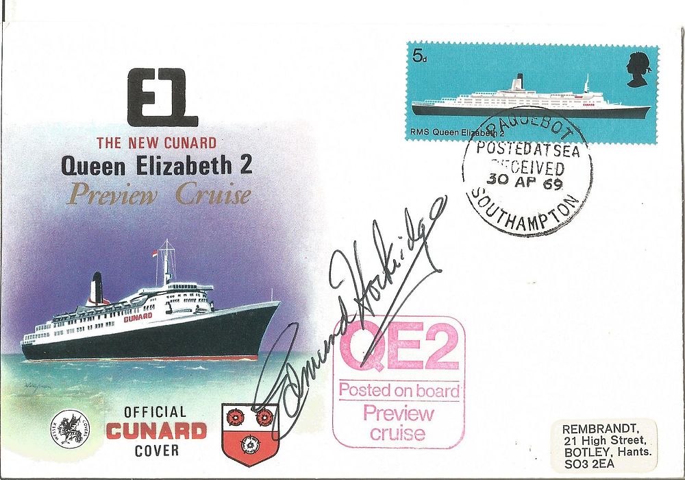 Lot 624: Edmund Hockridge signed Cunard cover.