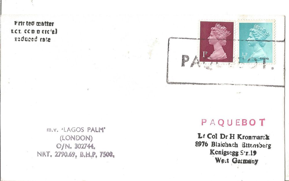 Lot 631: paquebot cover.
