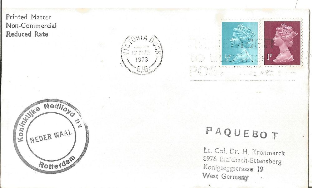 Lot 634: Paquebot cover. Victoria dock postmark.