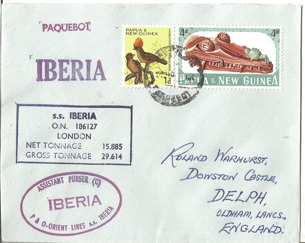 Lot 638: S S Iberia paquebot cover.