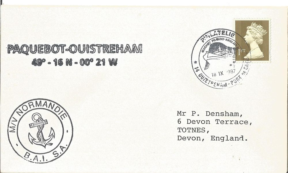 Lot 640: Ouistreham paquebot cover.