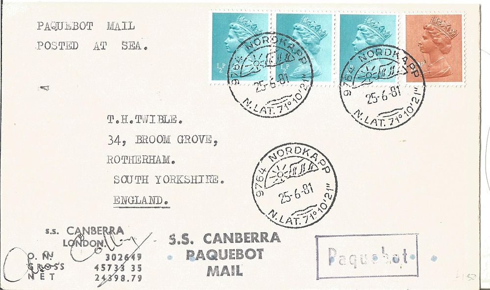 Lot 642: S S Canberra cover.