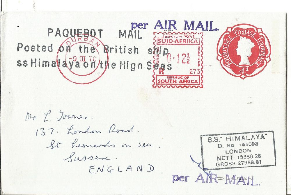 Lot 650: S S Himalaya paquebot cover.