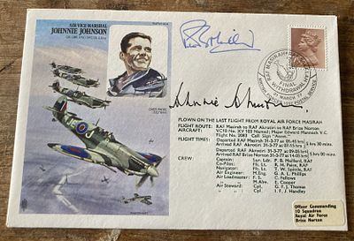 RAFM HA14 Air Vice Marshall Johnnie Johnson CBE DFC cover signed by AVM Johnnie Johnston + 1 PM 