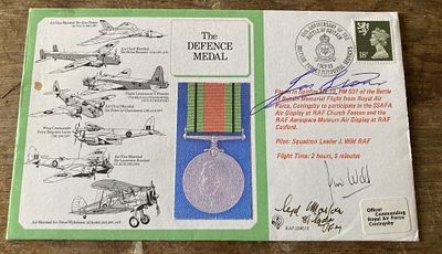 RAF (DM) 18 The Defense Medal cover 48th anniv of the Battle of Britain signed sqn Ldr Jon Wild 