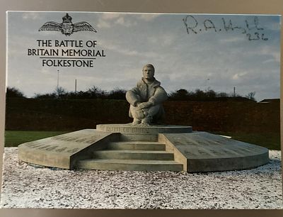 Battle of Britain Memorial Postcard signed Flt LT R.A. Haylock 236 sqn 1940 WW2 BoB Postcard 