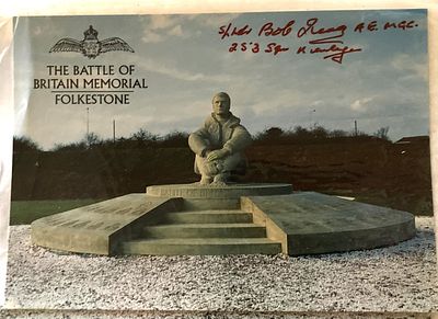 Battle of Britain Memorial Postcard signed Robert Bob A Innes 253 sqn 1940 WW2 BoB Postcard 