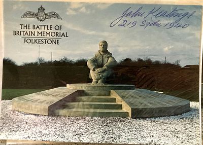 Battle of Britain Memorial Postcard signed John Keatings 219 sqn 1940 WW2 BoB Postcard Capel Le 