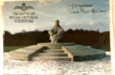 Battle of Britain Memorial Postcard signed JG Millard 242 + 615 sqn 1940 WW2 BoB Postcard Capel 