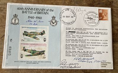 4 BOB vets signed cover. RAF 40th anniv of Battle of Britain 1940-1980 RAF Coltishall 20 sept 