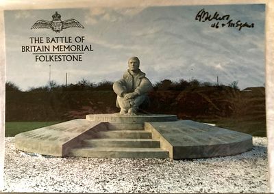 Battle of Britain Memorial Postcard signed Sgt RF Sellers 46 + 111 sqn 1940 WW2 BoB Postcard 