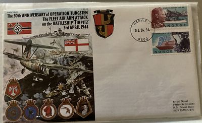 WW2 RNSC (6) 10 Unsigned 50th ann of Operation Tungsten FDC The Fleet Air Arm Attack on the 