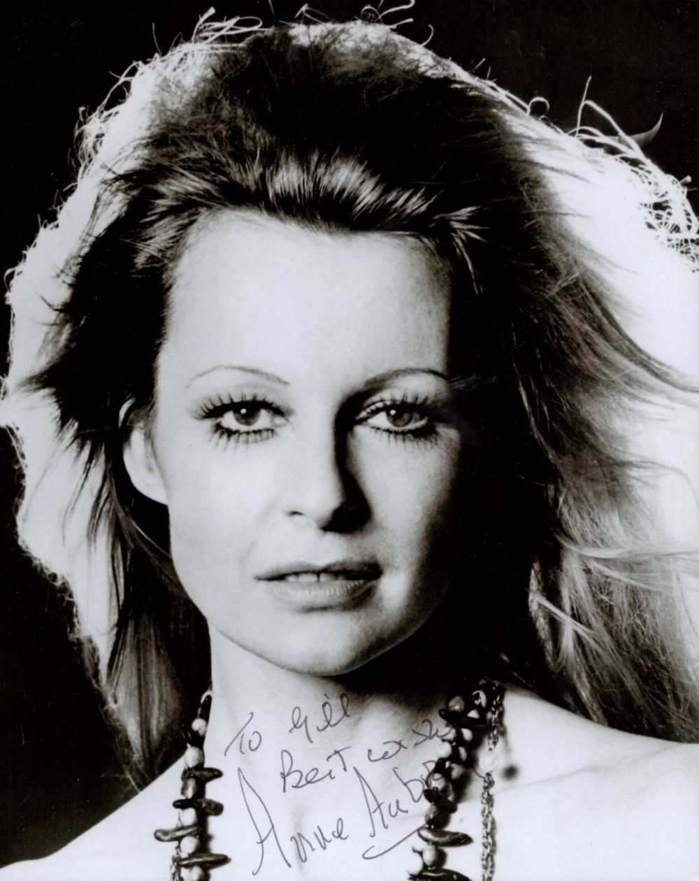 Lot 216: Anne Aubrey signed 10x8 black and white photo....