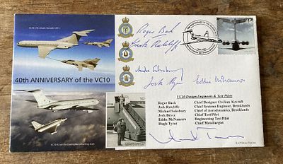 RAF 40th Anniv of the VC10 flown cover on refuelling trials signed Design Engineers and Test 