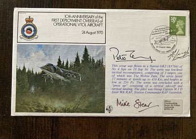 WW2 Battle of Britain pilot A Leigh multiple signed RAF VTOL 1st Flight cover. other RAFVR 