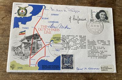 RAF Escaping Society The Dutch-Paris Line cover 14.11.80 signed Joseph Le Jeune, Hans H Wisburn 